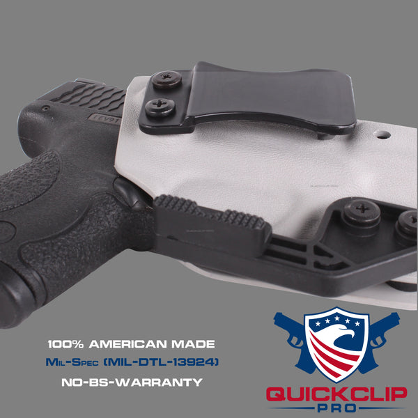 Quick Clip Kydex Fold Over Poly Universal Knife Sheath or Gun Holster Clip - Flush Mount w/holes (FOMI)