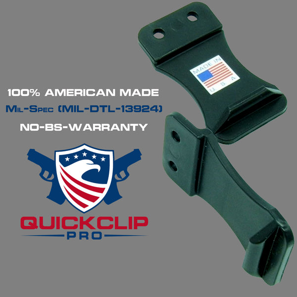 Quick Clip Kydex Fold Over Poly Universal Knife Sheath or Gun Holster Clip - Flush Mount w/holes (FOMI)