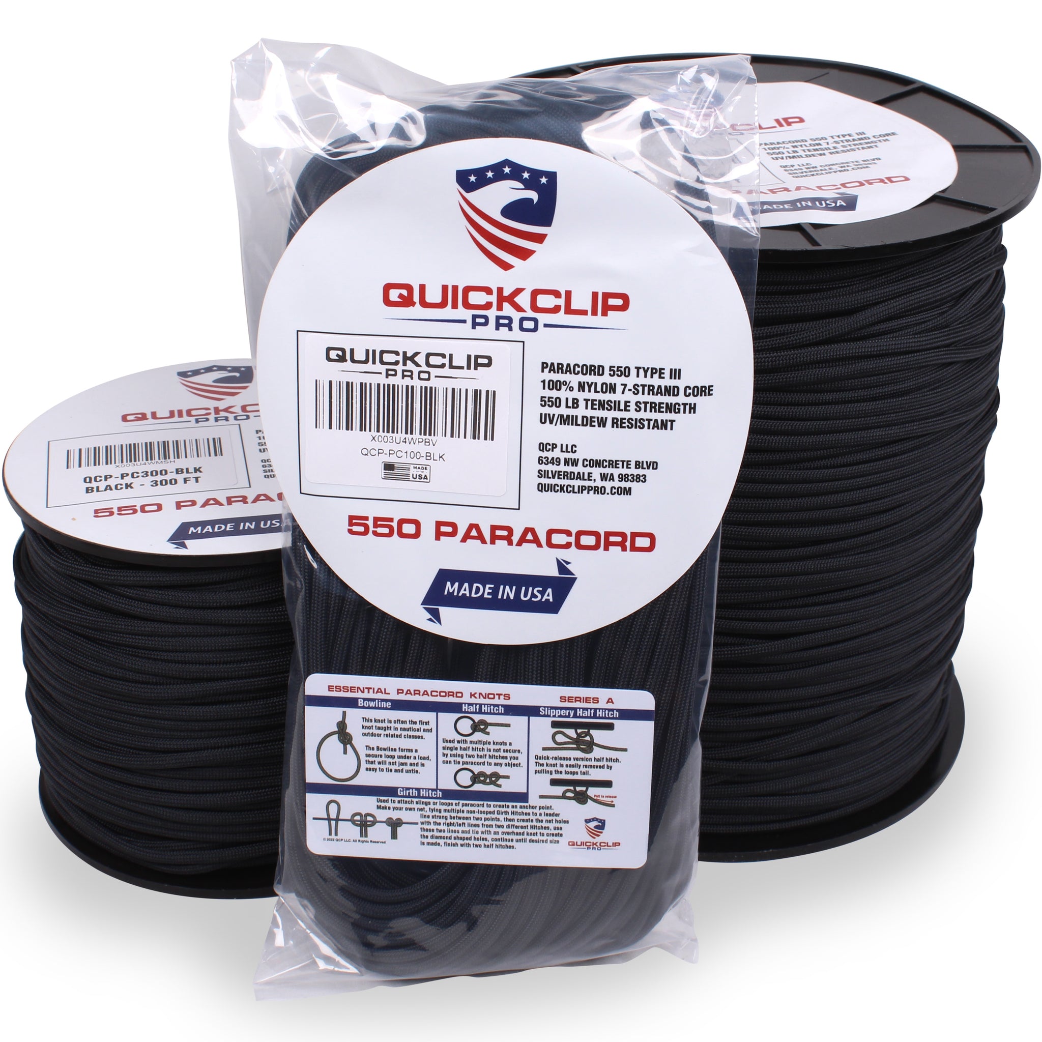 550lb Heavy Duty Paracord/Parachute Cord - 7 Strand Type 3 III Parachute Line 50', 100', 300', 1000' FT Spools