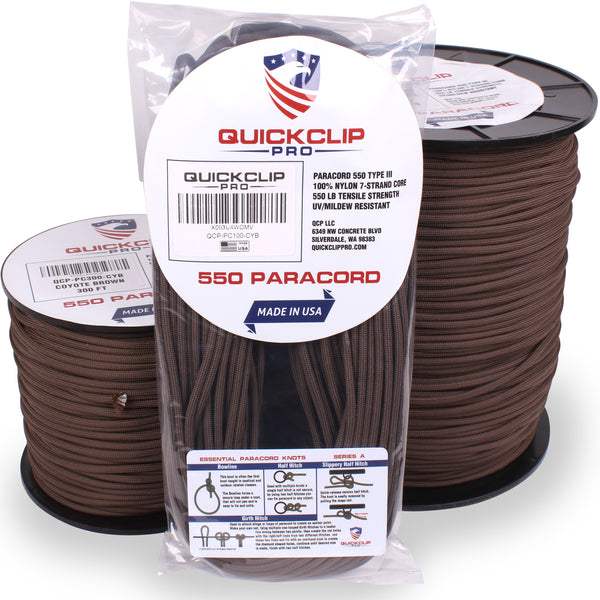 550lb Heavy Duty Paracord/Parachute Cord - 7 Strand Type 3 III Parachute Line 50', 100', 300', 1000' FT Spools