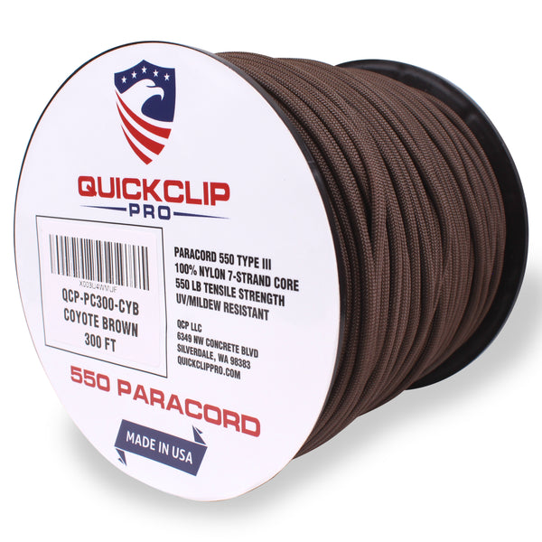 550lb Heavy Duty Paracord/Parachute Cord - 7 Strand Type 3 III Parachute Line 50', 100', 300', 1000' FT Spools