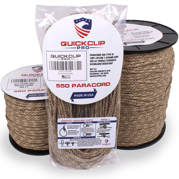 550lb Heavy Duty Paracord/Parachute Cord - 7 Strand Type 3 III Parachute Line 50', 100', 300', 1000' FT Spools