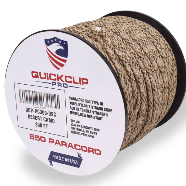 550lb Heavy Duty Paracord/Parachute Cord - 7 Strand Type 3 III Parachute Line 50', 100', 300', 1000' FT Spools