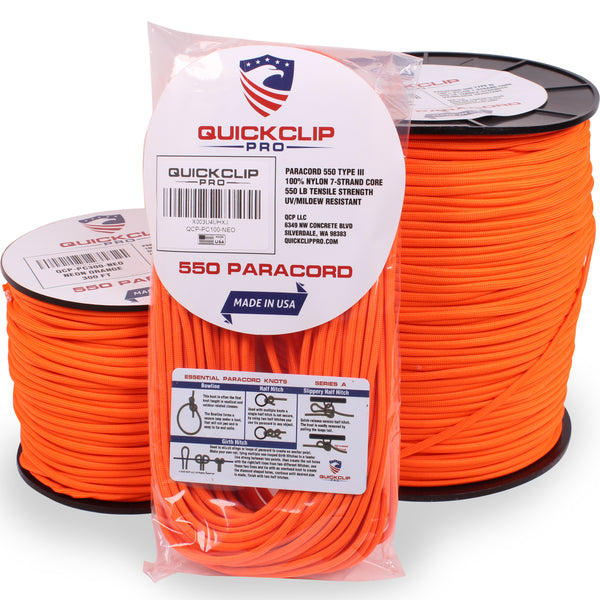 550lb Heavy Duty Paracord/Parachute Cord - 7 Strand Type 3 III Parachute Line 50', 100', 300', 1000' FT Spools