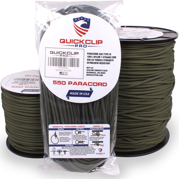 550lb Heavy Duty Paracord/Parachute Cord - 7 Strand Type 3 III Parachute Line 50', 100', 300', 1000' FT Spools