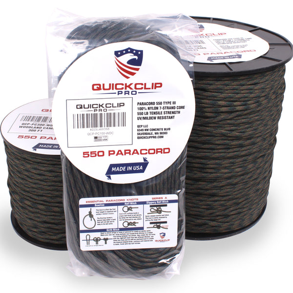550lb Heavy Duty Paracord/Parachute Cord - 7 Strand Type 3 III Parachute Line 50', 100', 300', 1000' FT Spools