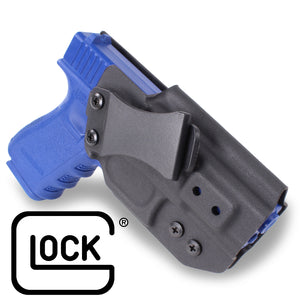 GLOCK - IWB KYDEX Gun Holster - Concealed Carry Tuckable Multiple Adjustable Belt Clips - 100% US Made - Inside Waistband