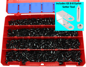 Kydex Eyelets Assortment Kit 1/4 inch GS 8-8, 8-9, 8-10, 8-12 USA Mil-Spec Brass Black Oxide 1/4" DIY Grommets