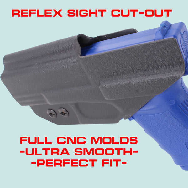 GLOCK - IWB KYDEX Gun Holster - Concealed Carry Tuckable Multiple Adjustable Belt Clips - 100% US Made - Inside Waistband