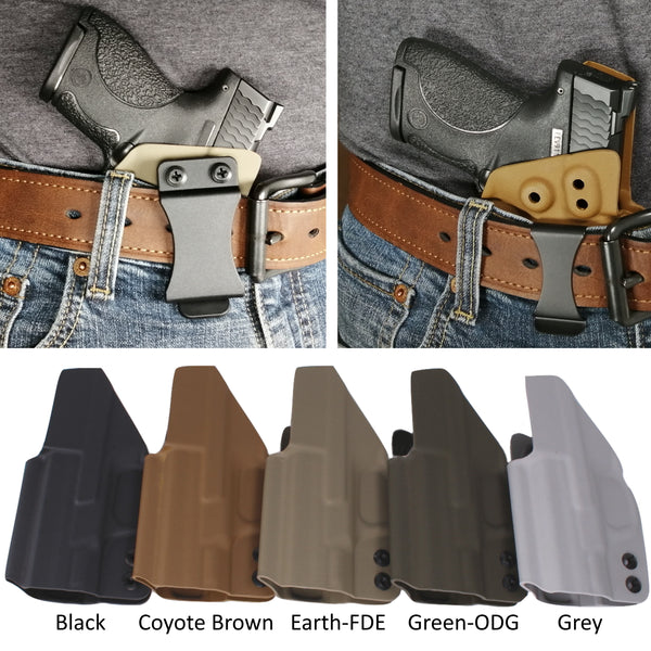 GLOCK - IWB KYDEX Gun Holster - Concealed Carry Tuckable Multiple Adjustable Belt Clips - 100% US Made - Inside Waistband