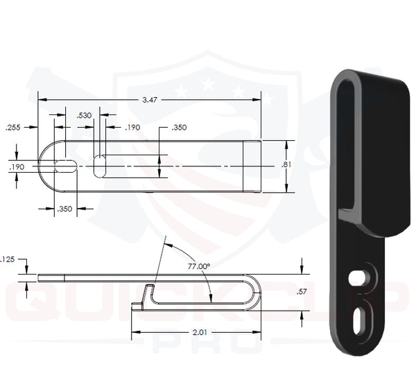 Tough Holster Clips, Adjustable Cant for IWB OWB Kydex, Leather, Hybrid Holster Making. Tuckable Black Plastic