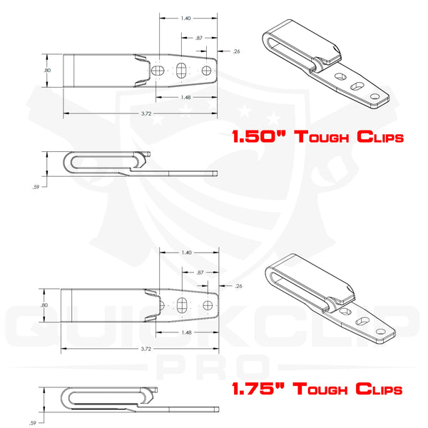 Tough Grips Holster Clips, Adjustable Cant for IWB OWB Kydex, Leather, Hybrid Holster Making